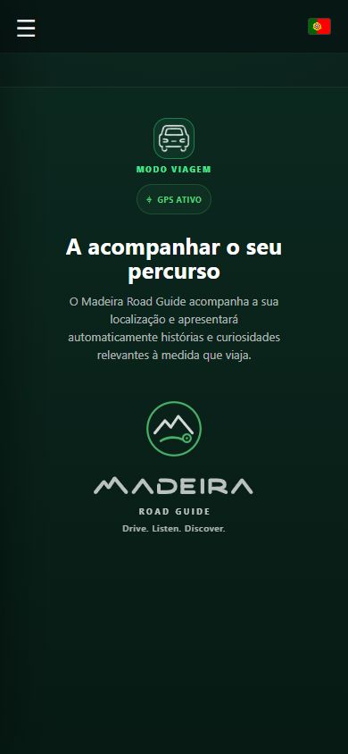 Ecrã real da app em Modo Viagem